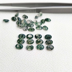 Ágata Musgo Verde Natural de 9mm y 11mm, Corte Ovalado Facetado, Gema Suelta Transparente para Joyería, Proveedor Verificado - Product Image 2