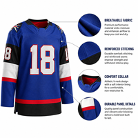 Maillot de hockey sur glace personnalisé OEM, imprimé, anti-transpiration, col en V, lourd, respirant, en polyester, uniforme de match unisexe