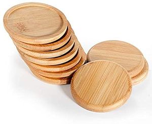 แผ่นรองแก้วไม้ทรงกลมลายใบเฟิร์นและใบแปะก๊วย งานแฮนด์เมดสไตล์นอร์ดิก - Product Image 2