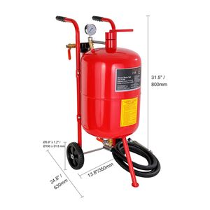 Ugello in ceramica da 2,5 m, Sabbiatrice da 10 galloni/40 litri con valvola di interruzione, Manometro, Tramoggia di riempimento da 6 pollici per una pulizia efficiente del motore - Product Image 5