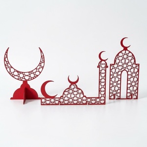 Ramadan Wooden Decor With <b>LED</b> Light Crescent Moon <b>Star</b> Laser Cut Eid Mubarak Decoration Islamic Table Top Decor Wholesale Muslim - Product Image 2