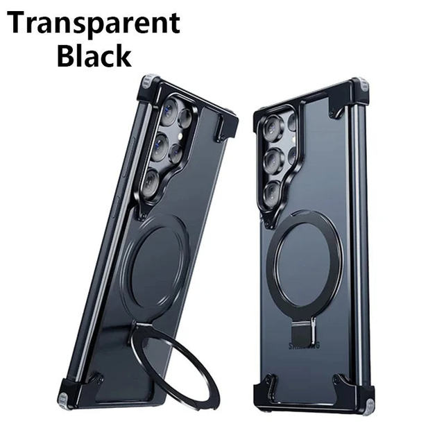 Luxury Magnetic Ring Bracket Aluminum Alloy Frame Matte Backplane PC Shockproof Airbag Phone Case for Samsung S26/S25/S24/S23U