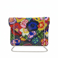 Pochette perlée œil porte-bonheur faite à la main, design multicolore original, sac de soirée, accessoire de mode artisanal, vente en gros, fermeture éclair