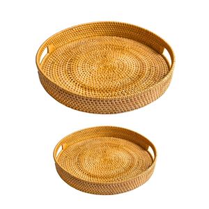 Round Wicker RATTAN <b>BASKET</b> / <b>TRAY</b> Rattan <b>Tray</b> Handmade <b>Basket</b> <b>Tray</b> for Retail and Gift Presentation - Product Image 1