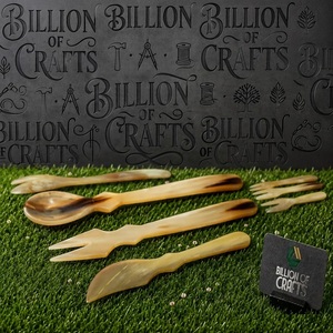 Ensemble de cuillères vintage en corne de buffle, couteau à fromage artisanal, spatule à beurre, épandeur à crème pour la cuisine à domicile, ensemble de 3 pièces - Product Image 4