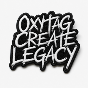 Patch brodé Oxytag Create Legacy, forme irrégulière, noir et blanc, en feutre, personnalisable, prix de gros, broderie OEM - Product Image 3