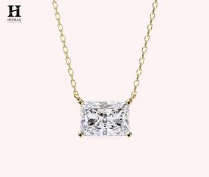 Elegante Collar con Colgante de Diamante de Corte Radiante Horizontal en Oro de 14k, Moderno Collar Solitario para Mujer, Joyería Minimalista de Lujo - Product Image 1