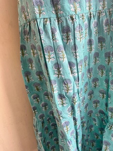 Vestido Maxi Informal para Mujer, 100% Algodón Indio, Estampado a Mano, Cuello en V, Manga Corta, Estampado Floral, Vestido Largo - Product Image 5