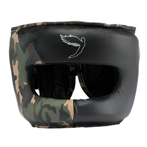 Conjunto de equipo de entrenamiento y sparring de boxeo personalizado: Protector de cabeza, protector inguinal, guantes con cordones, diseño de camuflaje en cuero, agarres para manos para exteriores - Product Image 4