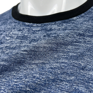 <b>Men's</b> Blue Marled Short Sleeve T-Shirt O-Neck Regular Fit Knitted Casual Solid Color Design - Product Image 4