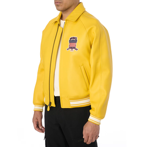 Giacca Avirex in Vera Pelle di Vacchetta 100% di Marca USA, Colore Giallo, Personalizzabile in Colore e Taglia, Giacche Invernali in Pelle Avirex per Uomo - Product Image 6