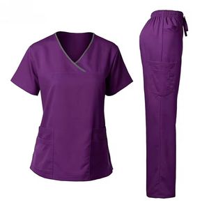 Breathable Knitted Cotton Polyester Unisex Nursing Scrubs Uniform <b>Set</b> for Hospital Staff with Custom Logo - Product Image 5
