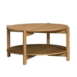Tavolino da Caffè Rotondo Contemporaneo in Legno con Finitura in Teak Naturale per Soggiorno - Product Image 2