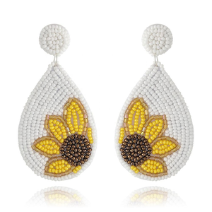 New Design Hand-embroidered Bohemian Glass Fruit <b>Cup</b> Cactus Sunflower Pendant Drop Earrings for Women Gift - Product Image 2