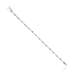 Pulsera de tenis apilable de aguamarina y diamantes de la mejor calidad, diseño minimalista, elegante, oro blanco de 14K, proveedor de joyería para pedidos al por mayor - Product Image 6