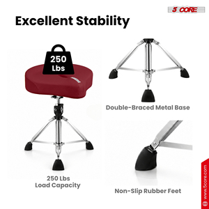Soporte para batería de 5 piezas de piel sintética, acolchado, con alivio de presión de 4.5 pulgadas, ergonómico, giratorio y ajustable, de 25.5 pulgadas para música - Product Image 6