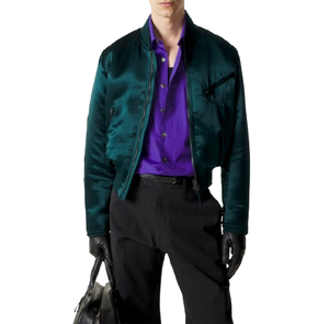 Chaqueta Bomber de Satén Bordada Personalizada, 100% Poliéster, Estilo Béisbol, Tallas Grandes, Mangas Largas, Chaqueta de Satén - Product Image 3