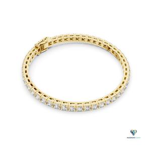 5.17 CT Yellow <b>Gold</b> Round Lab Grown Diamond Tennis Bracelet in 14K <b>Solid</b> <b>Gold</b>, 6.4 Inch Collet Set Classic Bracelet - Product Image 3