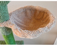 Arbre à chat sur le thème du cactus avec lit cube et poteau céleste - Panneau E1, tissu chenille, corde colorée de 4 mm, centre de jeu et de sommeil moderne