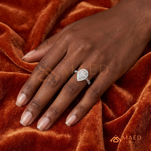 925 Sterling Silver Pear Cut Cluster Halo Engagement <b>Ring</b> Women Pave Band American Diamond <b>CZ</b> Wedding <b>Ring</b> Fine Jewelry - Product Image 4