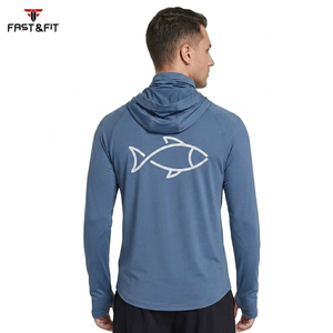 Vente en gros de sweats à capuche de pêche pour hommes, à manches longues, légers, respirants, à séchage rapide, avec sublimation de logo - Product Image 2