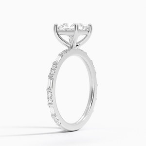 Anillo BOJ 0144 con Corte Princesa, Plata 925, Engaste de Dientes Luz Baguette, Anillo Solitario con Diamante de 2ct, Color D, VVS1, Moissanita, Certificado GRA, en Oferta - Product Image 2
