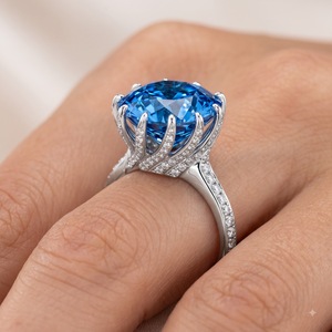 Platinum Round Brilliant Cut Lab Diamond Engagement <b>Ring</b> Baguette Side Stones Cute Style Third Party Certified Women's Jewelry - Product Image 4