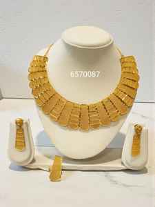 ชุดสร้อยคอเพชรแบบหนามเตยทรงอินฟินิตี้ชุบทอง 6 กรัม สำหรับงานหมั้นและงานแต่งงานของผู้หญิงแอฟริกัน ยี่ห้อ AWAIS HOUSE สไตล์ฮิปฮอป - Product Image 4