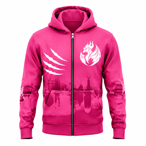 Custom Apparel Manufacturer 100% Cotton Cut & Embroidered Hot-Fix Rhinestone Graphic Print <b>Zip</b> <b>Hooded</b> Sweatshirts - Product Image 1