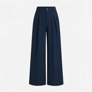 Womens High Waist Breathable Faux Linen Plain Dyed Solid Pleated <b>Wide</b> <b>Leg</b> <b>Pants</b> Retro Loose Fit Summer Office <b>Palazzo</b> ODM Custom - Product Image 5