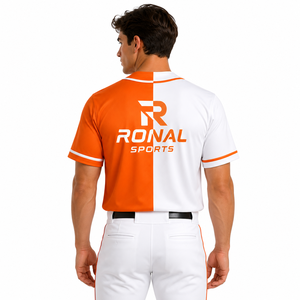 Vente en gros de maillots de baseball et de softball respirants 100% polyester, nouveau design, haute qualité, manches courtes pour hommes à prix avantageux - Product Image 4