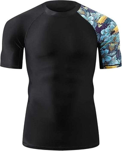 Camiseta de Compresión Negra para Hombre, Manga Regular, Cuello Redondo, Secado Rápido, Corte Regular, Deportiva, Sublimada, Estampada, de Algodón, Estilo Hip Hop - Product Image 5