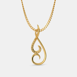 Yellow Gold Abstract Swirl Lab Grown Diamond Pendant Necklace - Product Image 4