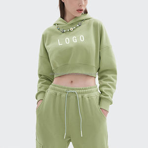 Sweat-shirt à capuche pour femme, haut court avec Logo imprimé - Product Image 1