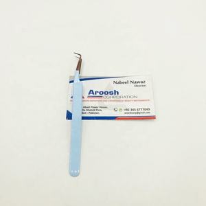 Pinzas de extensión de pestañas de acero inoxidable de alta calidad, Punta puntiaguda de oro rosa de 90 grados, azul cielo, Aroosh Corp, personalizado, 2017 - Product Image 4