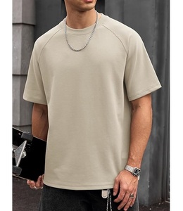 Nouveauté T-shirt décontracté pour homme à manches courtes 100% coton Col rond et épaules tombantes Couleur unie Surdimensionné Fabriqué au Bangladesh - Product Image 3
