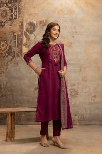 Conjunto de traje étnico de algodón para mujer, estilo tradicional con estampado digital, de secado rápido, hasta la rodilla, corte regular, ropa casual, estilo India Pakistán - Product Image 3