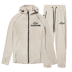 Unisex Sporty Streetwear Tracksuit Set White Full <b>Zip</b> <b>Hooded</b> Jacket Side Pockets Lightweight Quick Dry Polyester Autumn Wear - Product Image 6