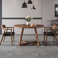 Ensemble table et chaises rondes en bois massif, style nordique minimaliste moderne, 4 places, mobilier écologique pour la maison et l'hôtel