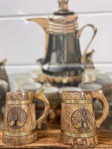 Wooden Beer <b>Mug</b> Laser Engraved <b>Tree</b> Design Vintage Style With Handle Classic Bar Rustic barrel style <b>mug</b> Accessory Home Use - Product Image 5