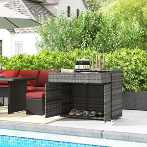 Armadio Impermeabile in Vimini per Attrezzatura da Nuoto da Esterno con Cassetto - Grigio - Product Image 2