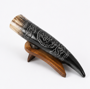 Sculpture décorative artisanale en corne de buffle naturelle avec support en bois massif, décoration d'intérieur artisanale, cadeau de collection - Product Image 6