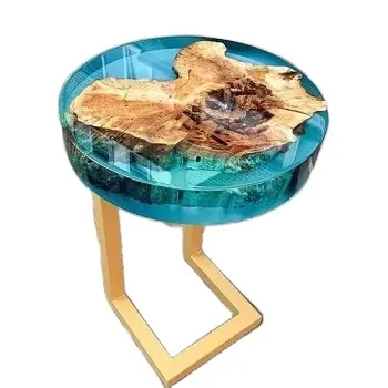 Mesa de resina epoxi personalizada de fábrica con losas de madera Moq 1 pieza 3 pies * 3 pies Stock listo para enviar mesa de Río de lujo