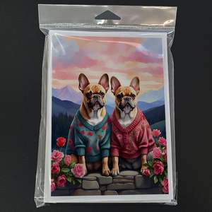 Whimsical French Bulldog ไพ่สองหัวใจ A7การ์ดอวยพร8ใบเปล่าพร้อมซองจดหมายขนาด5x7 - Product Image 3
