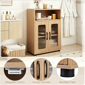 Mobile Bagno Moderno in Legno Ingegnerizzato con Vano Aperto e Anta Magnetica - Soluzione Salvaspazio per la Casa - Product Image 5