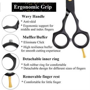 Ensemble de ciseaux de coiffure professionnels Morje Surgical, peignes, lames en acier inoxydable, manche moyen, 28 dents, réutilisables, légers - Product Image 2