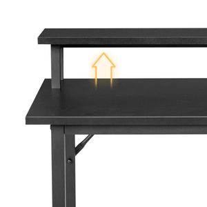Scrivania per Computer in Truciolato Nero con Superficie Irregolare, Illuminazione RGB, Ripiano Superiore a L, 170*120*75cm, 2 Unità di Archiviazione, Rivestimento in Triamina - Product Image 3