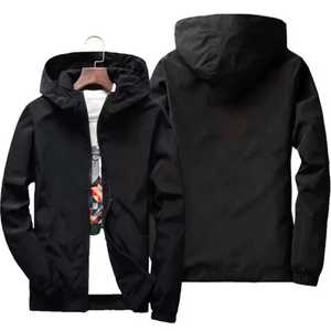 Veste décontractée unisexe rose à capuche avec fermeture éclair, coupe-vent, légère, en polyester, coupe régulière, couleur unie, pour le printemps - Product Image 2