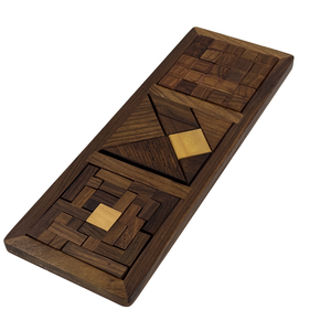 Ensemble de 3 puzzles en bois faits à la main |   Jeu de puzzle d'intelligence en bois de rose indien |   Cadeau jouet éducatif pour l'entraînement cérébral - Product Image 1