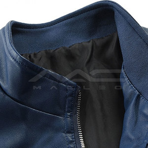 Chaqueta de Cuero para Hombre, Estilo Moderno, Acabado Premium, Manga Larga, Cierre Frontal, Cómoda, Informal, para Exteriores - Product Image 3
